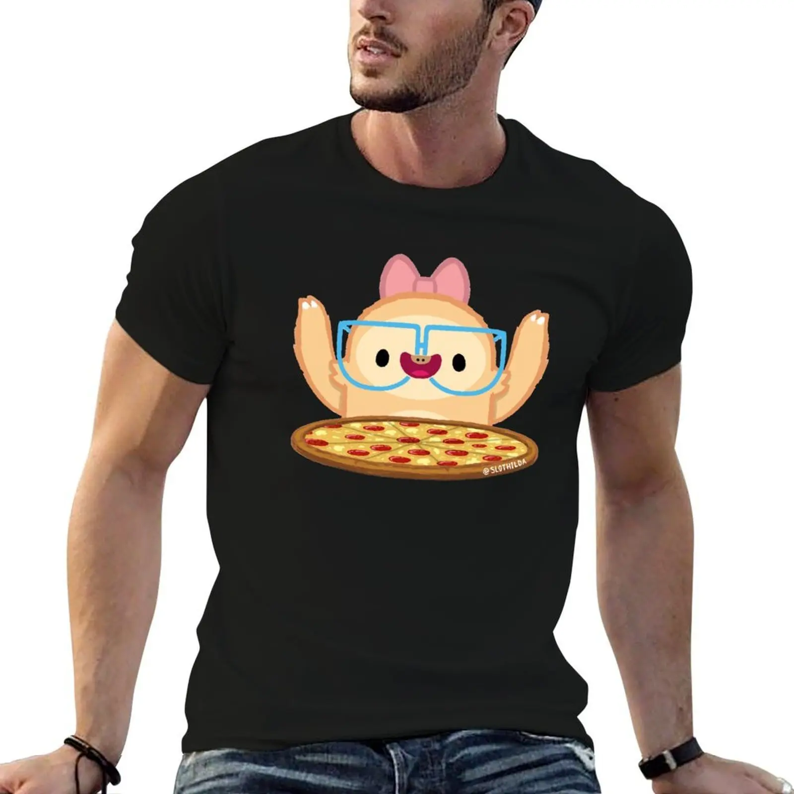 

Pizza loving sloth! T-Shirt cotton t shirt man man t shirts for men casual T-Shirt