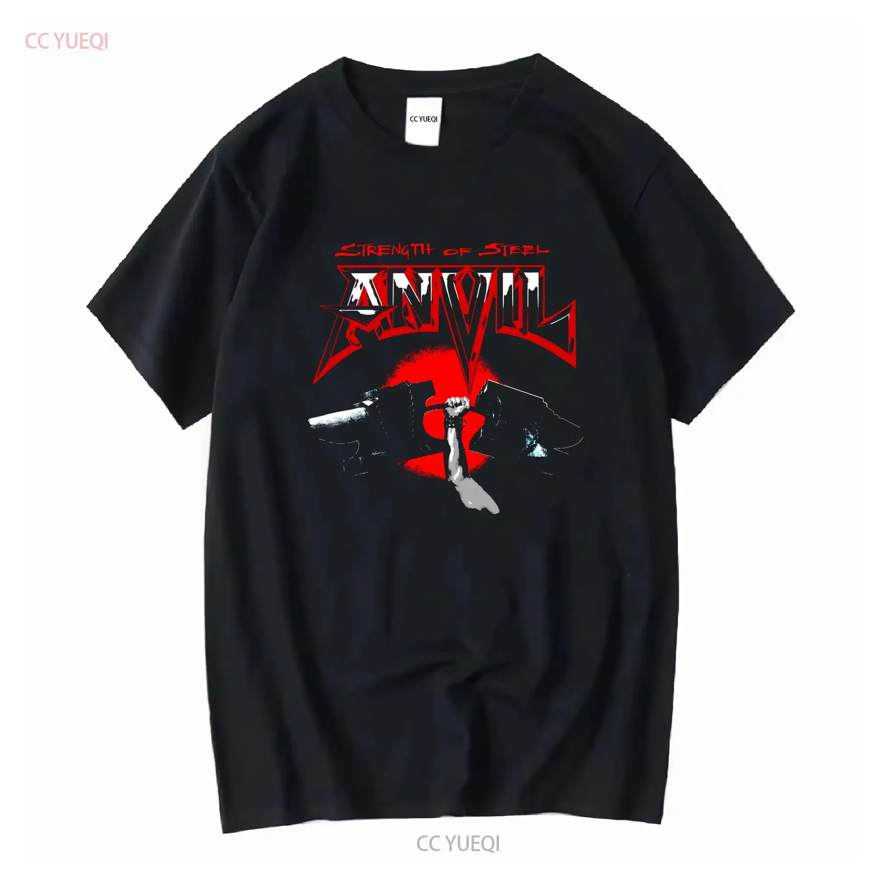 Vintage Anvil Band Concert Strength Of Steel T Shirt Black S 5XL UT817 vintage Washed Slightly homme Stylish Comfortable