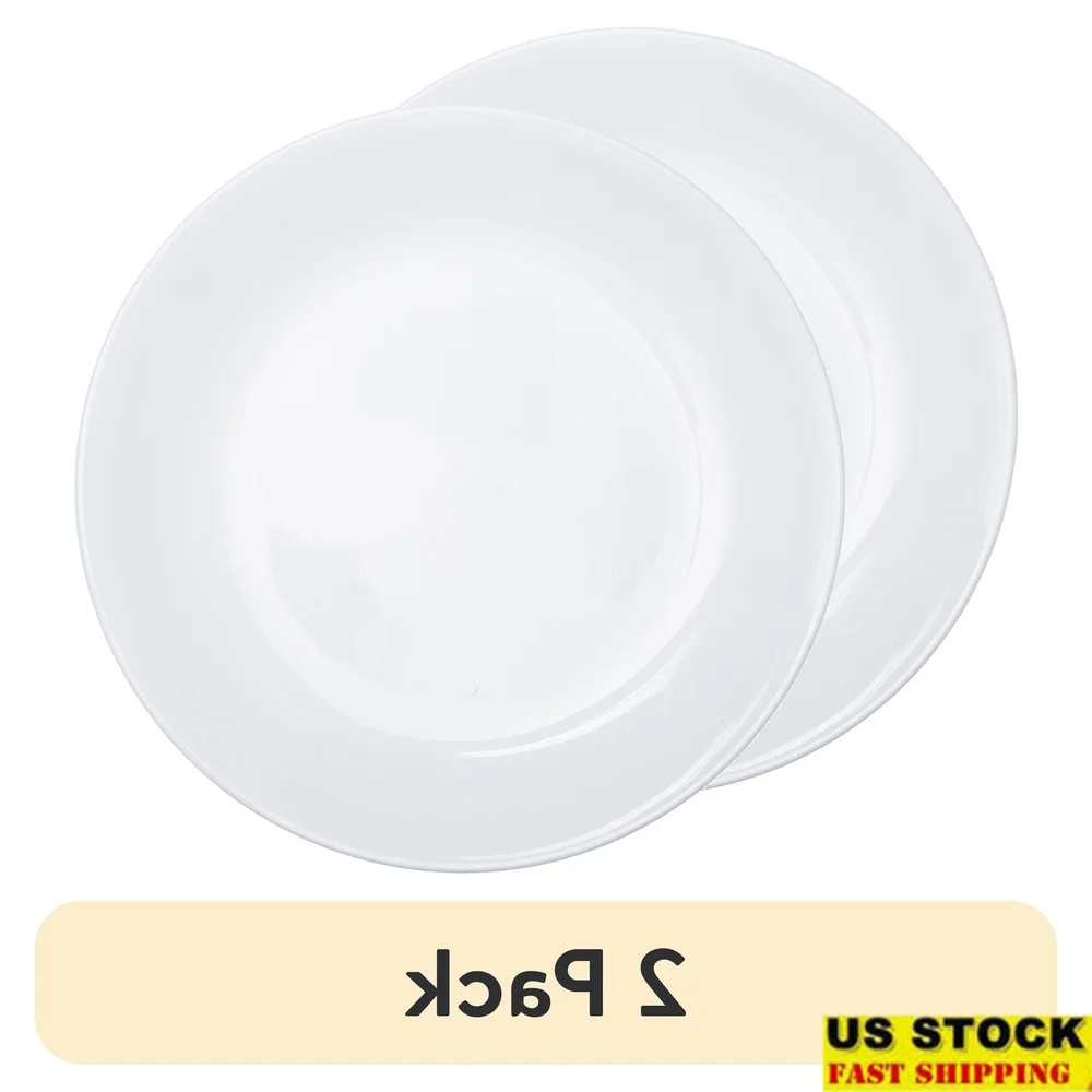 

2 упаковки круглых тарелок для обеда, можно мыть в посудомоечной машине, микроволновая печь, устойчивые к разрушению, зимние морозные белые фарфоровые обеденные тарелки