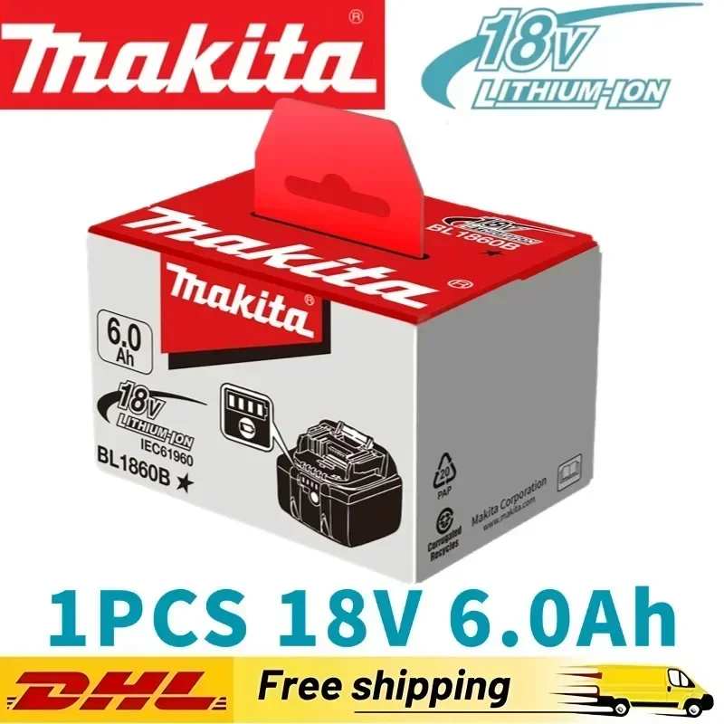 

Original Makita 18V Battery, Rechargeable 6.0Ah Lithium Battery, Replacing Makita 18V-BL1840, BL1830, BL1850 Tool Batteries