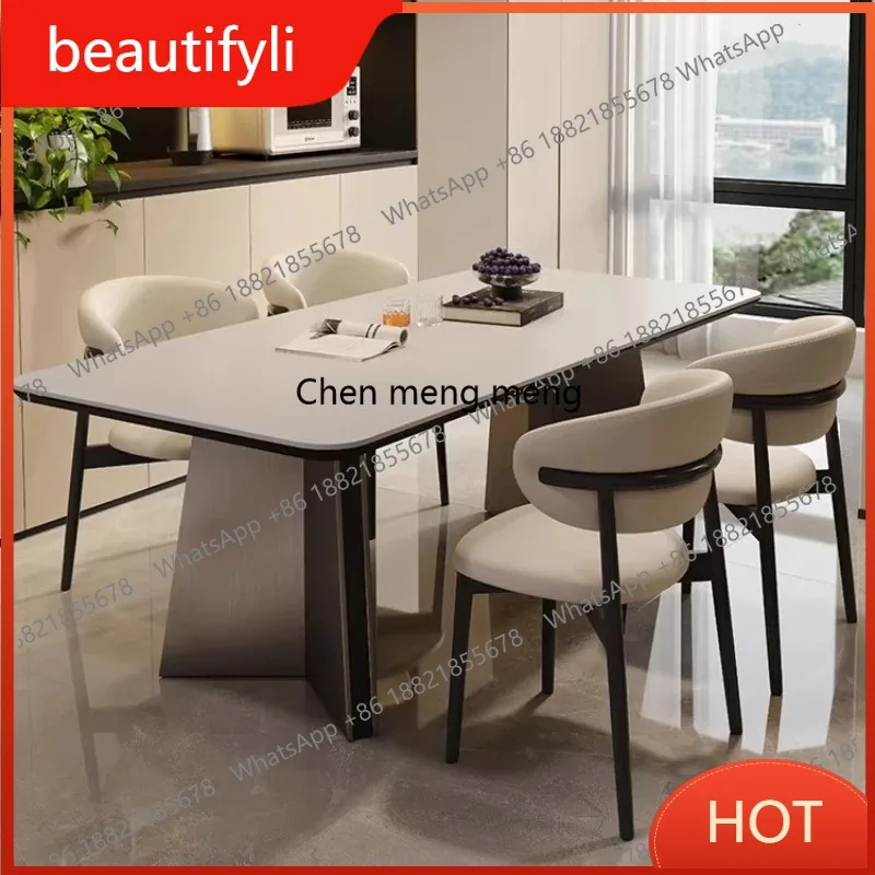 A139 Dining Table Set Light Luxury High-end Dining Tables Household Rock Slab Rectangular Dining Tables Space Saving Furniture
