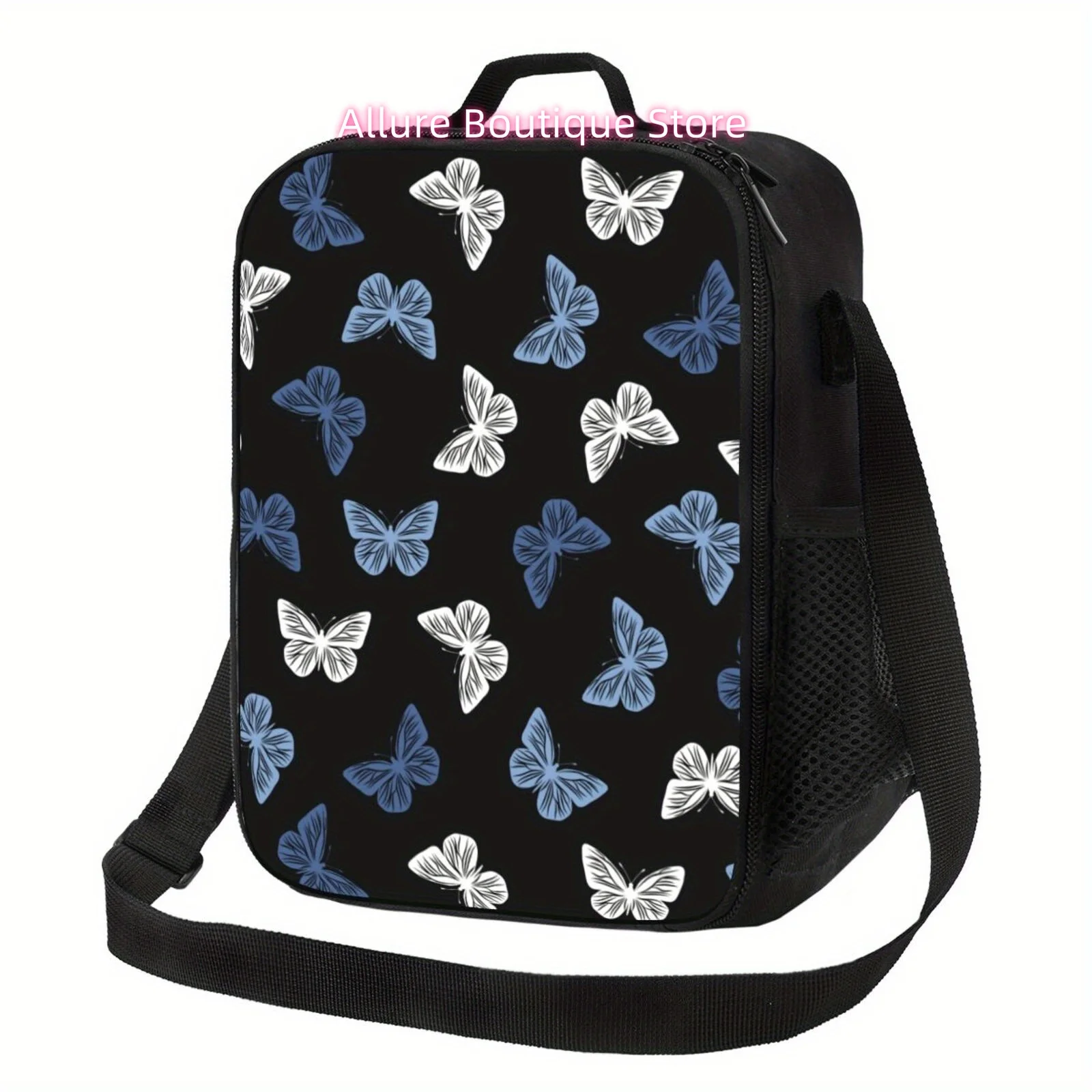 1pc Insulated Lunch Bag Compatible for & - Non-Food Contact Thermosafe Reusable Bento Box Carrier,Butterfly print pattern