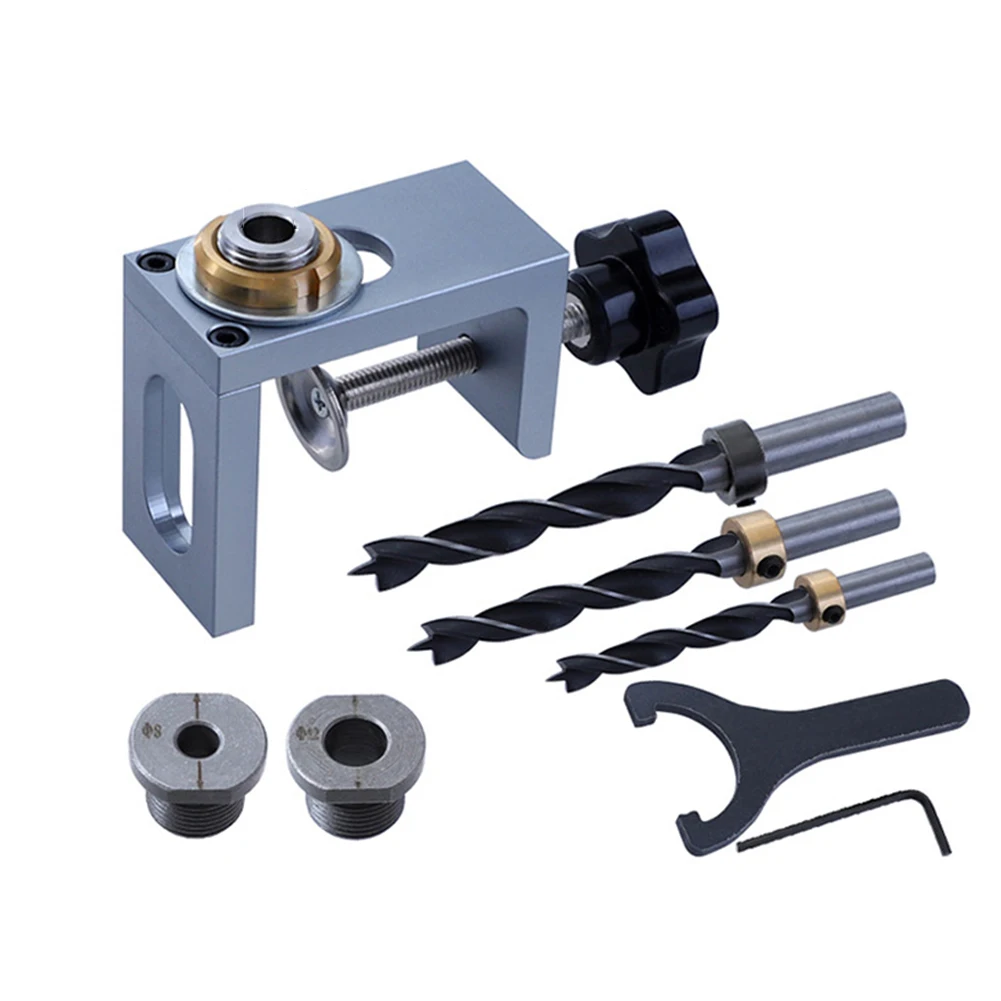 

Easy To Use DIY Projects Wood Punching Locator Woodworking Drill Jig Aluminum Alloy 6061 Brass Nut Firm Clamping