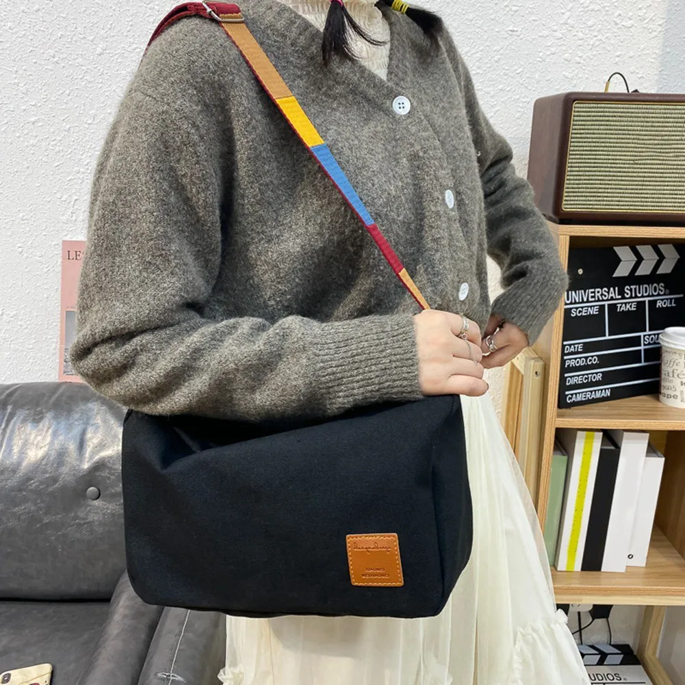 Bolsa de lona para mulheres e meninas, bolsa de ombro casual, moda coreana