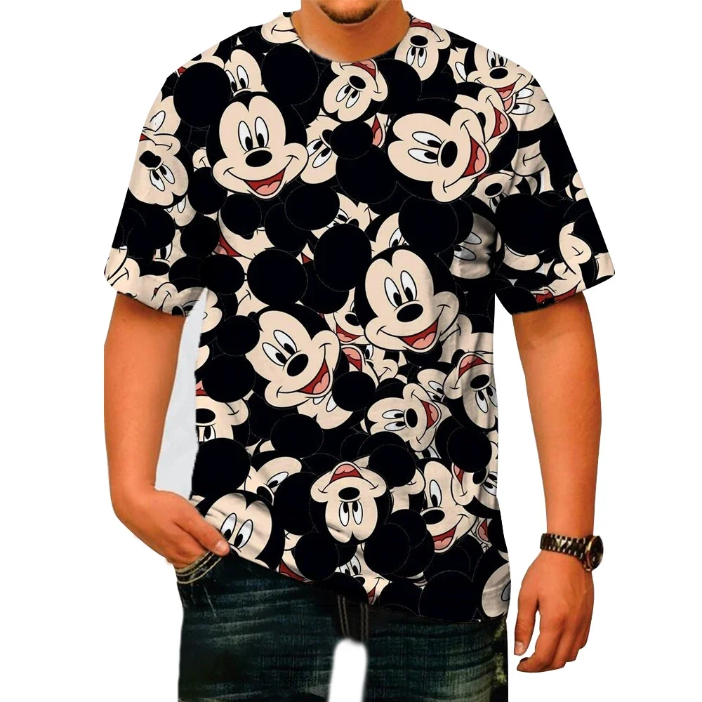 2024 new trend brand Mickey Mouse print boys summer Harajuku casual all-match fashion men\'s round neck short-sleeved T-shirt