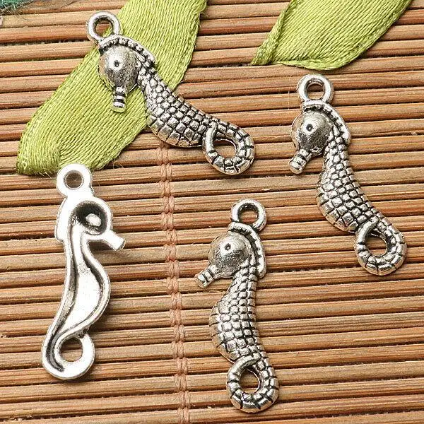 30pcs 22*7.8mm hole 1.6mm dark silver color sea-horse design charms  EF2754