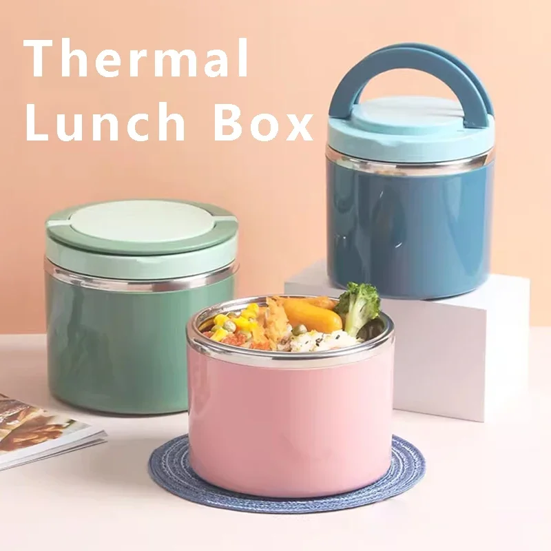 630/1000ml Thermal Soup Cup Insulated Food Jar Stainless Steel Bento Box Microwavable Lunch Containers for School Children