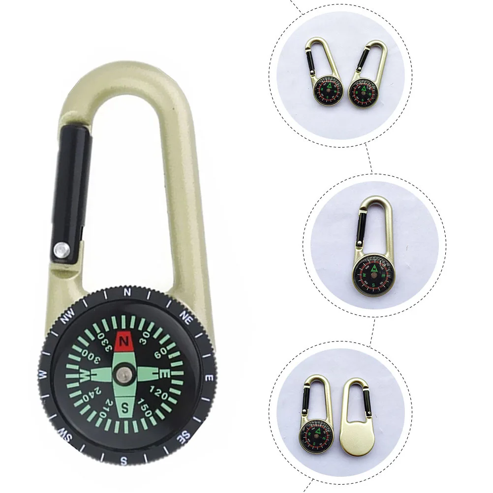 

2Pcs Compact Outdoor Compass Keychain Alloy Carabiner Portable Survival Equipment Hiking Camping Compass Survival Equipment