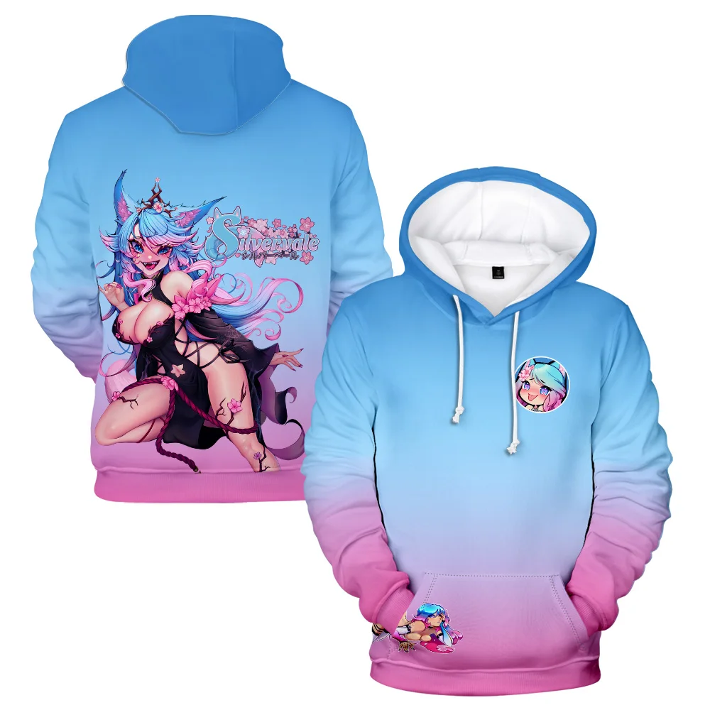 Sudadera con capucha de Anime Silvervale VTuber para hombre y mujer, sudadera de Manga larga, ropa de calle Harajuku, 3D ropa japonesa de Manga, nueva