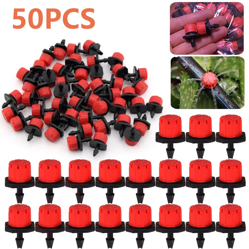 50PCS New 360 Degre Water Dropper Head Garden Adjustable Sprinklers Watering Irrigation Sprinkler Flow Head