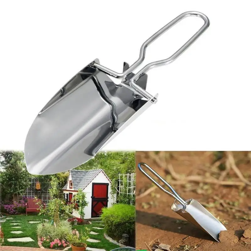 1/2pcs Stainless Steel Folding Gardening Shovel Spade Multifunctional Portable Garden Planting Transplanting Tool