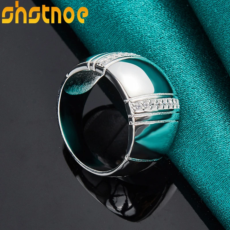 925 Sterling Silver AAA Zircon Geometric Glossy Ring For Man Women Engagement Wedding Charm Fashion Party Jewelry Gift