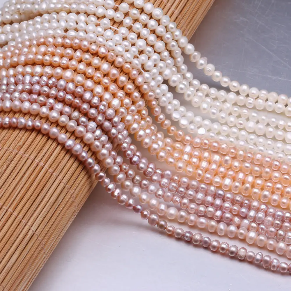 4-5mm Round Natural Freshwater Pearl White Pink Purple Spacer Beads for Jewelry Making DIY Necklace Bracelet Bracelets Accessory