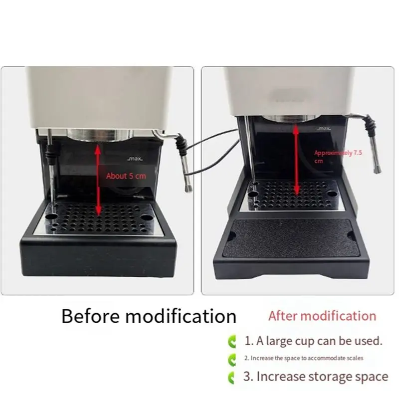 For Gaggia Classic Pro Coffee Machine Compatible Upgrade Kit- Low Profile Thin Drip Tray& Hole Steam Tip Spring Modification