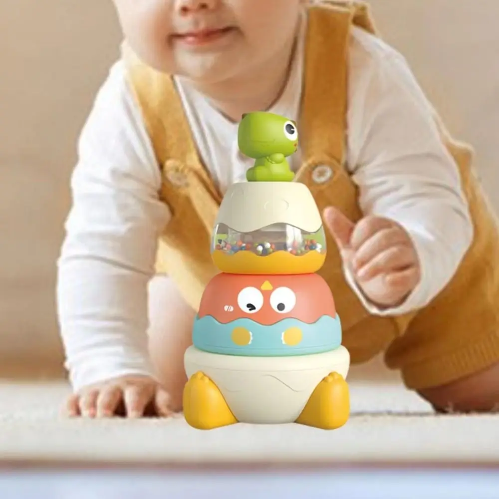 Ferrule Dinosaur Rainbow Stacking Toys Rattle Rainbow Tower Stacking Rings Developmental Toys Stackable Early Education