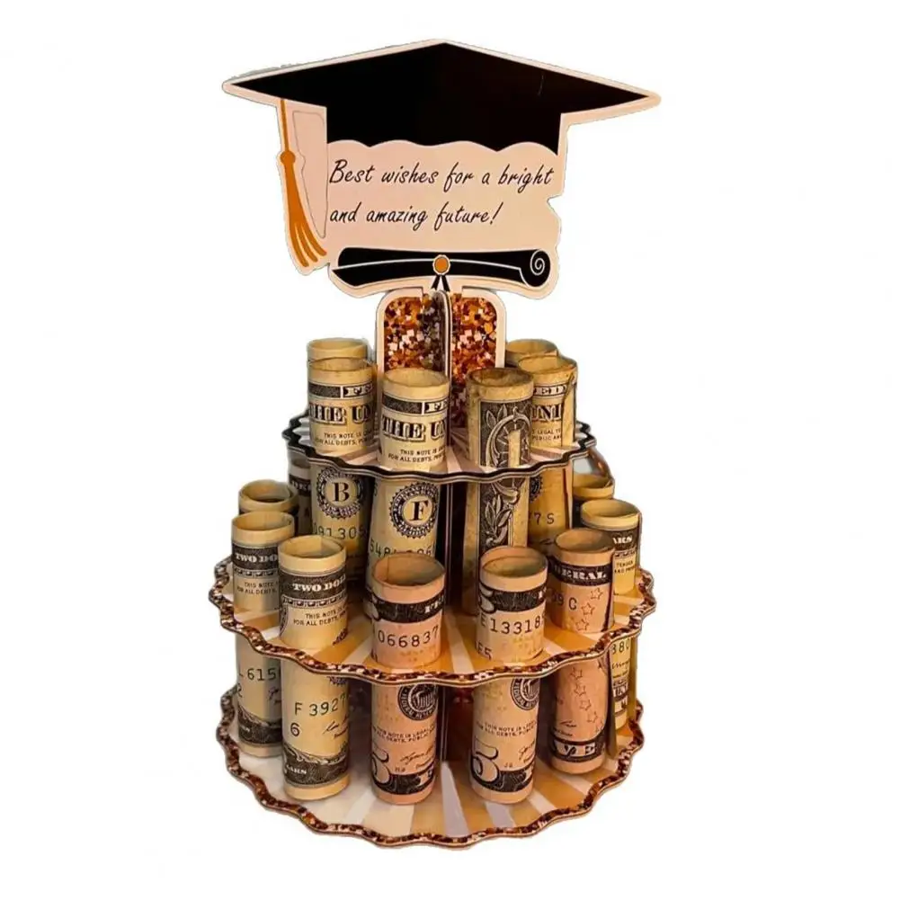 رف أموال Gra فئة 2025 حامل أموال التخرج برج طبقات مزدوجة رف تخزين النقود لسطح المكتب للخريجين لـ Grad #4