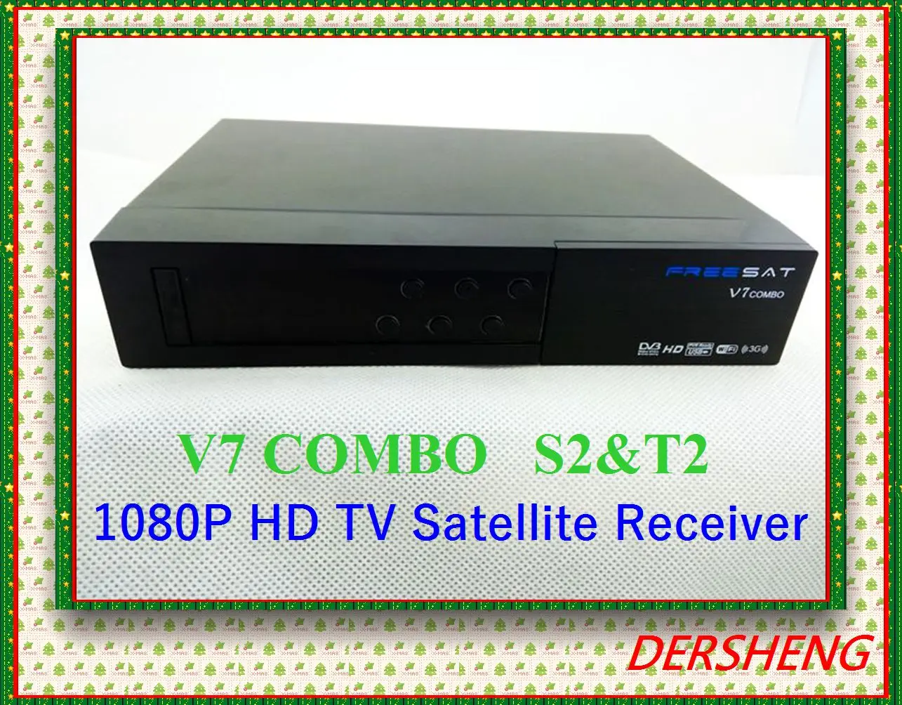 V7 Combo Satellite Receiver DVB S2 + DVB T2 Combo Receiver Support PowerVu Biss Key cm Newcam Youtube