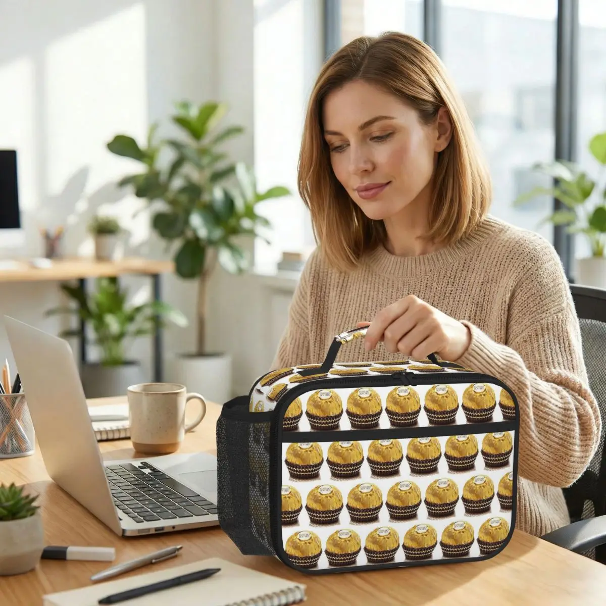 Bolsa Térmica para Almuerzo Ferrero Rocher para Niños, Lonchera Escolar, Caja Térmica para Alimentos, Bolsa Portátil para Almuerzo
