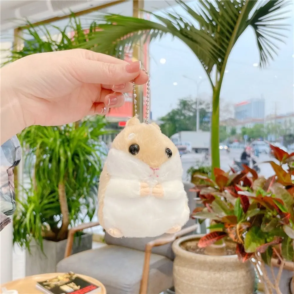 Chaveiro boneca hamster de pelúcia para homens e mulheres, brinquedo criativo dos desenhos animados, pingente chave anel bonito