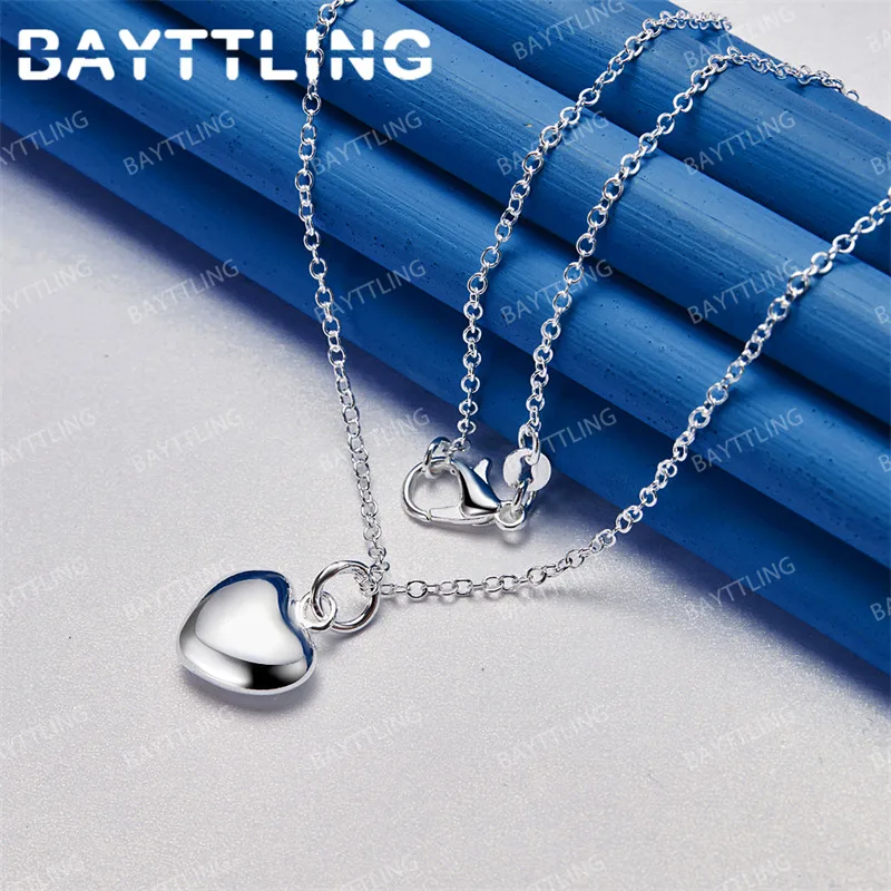 

Luxury 925 Sterling Silver 16-30 Inch Beautiful Heart Pendant Necklace Women Wedding Accessories Jewelry
