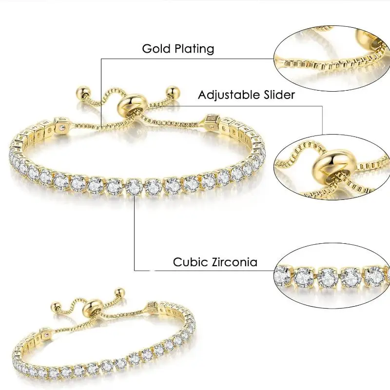 ZAKOL New Korean Style  Gold Plated Inlaid Zircon Adjustable Bracelet Set For Women Luxury Elegant Brilliant Wedding Jewelry