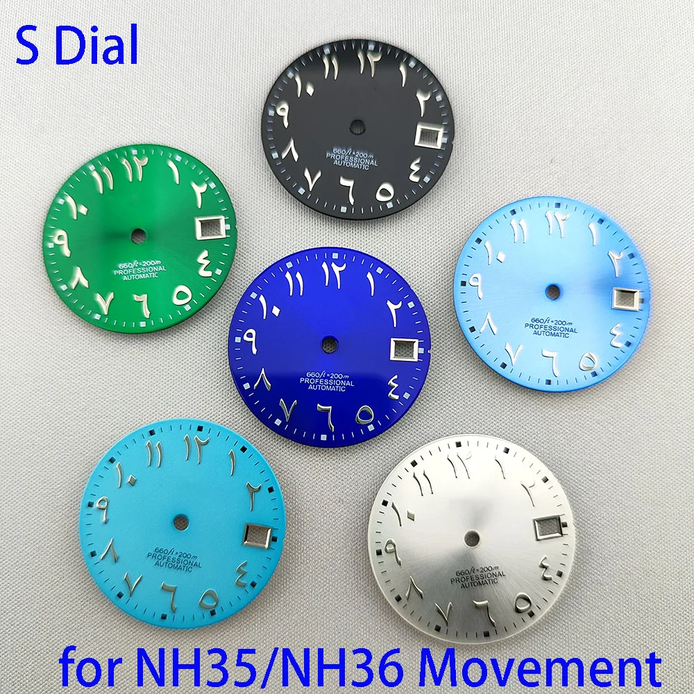 28.5mm High Quality NH35 dial S dial NO luminous Arabic letters dial fit NH35 NH36 movements watch accessories repair tool