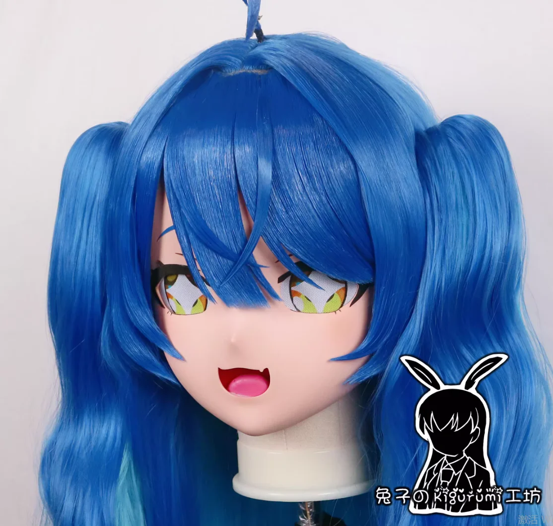 (RB242919) تخصيص قابل للقفل كامل الرأس الراتنج الكرتون تأثيري شخصية يابانية أنيمي دور اللعب قناع Kigurumi مع قذيفة الظهر