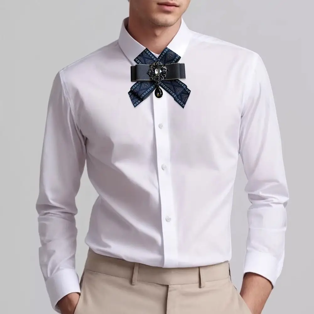 แฟชั่น Rhinestone คริสตัล Rhinestone ริบบิ้น Bowtie Handmade หรูหรา Bow Tie ผ้าศิลปะดอกไม้สําหรับบุรุษและสตรี