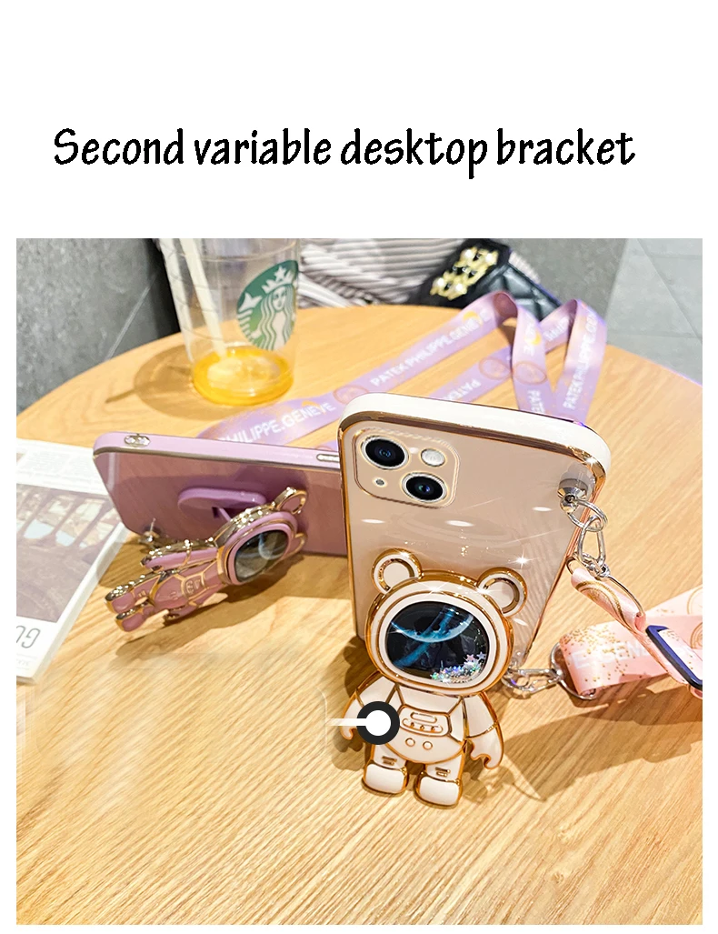 Quicksand Astronaut Strap Holder Case For Oppo Reno7 Reno 8 9 Reno 7 8 9 Pro Plus 8T 4G 5G 5F 2 2Z 2F 3 5 6 6Z 4G 5G RenoZ Cover