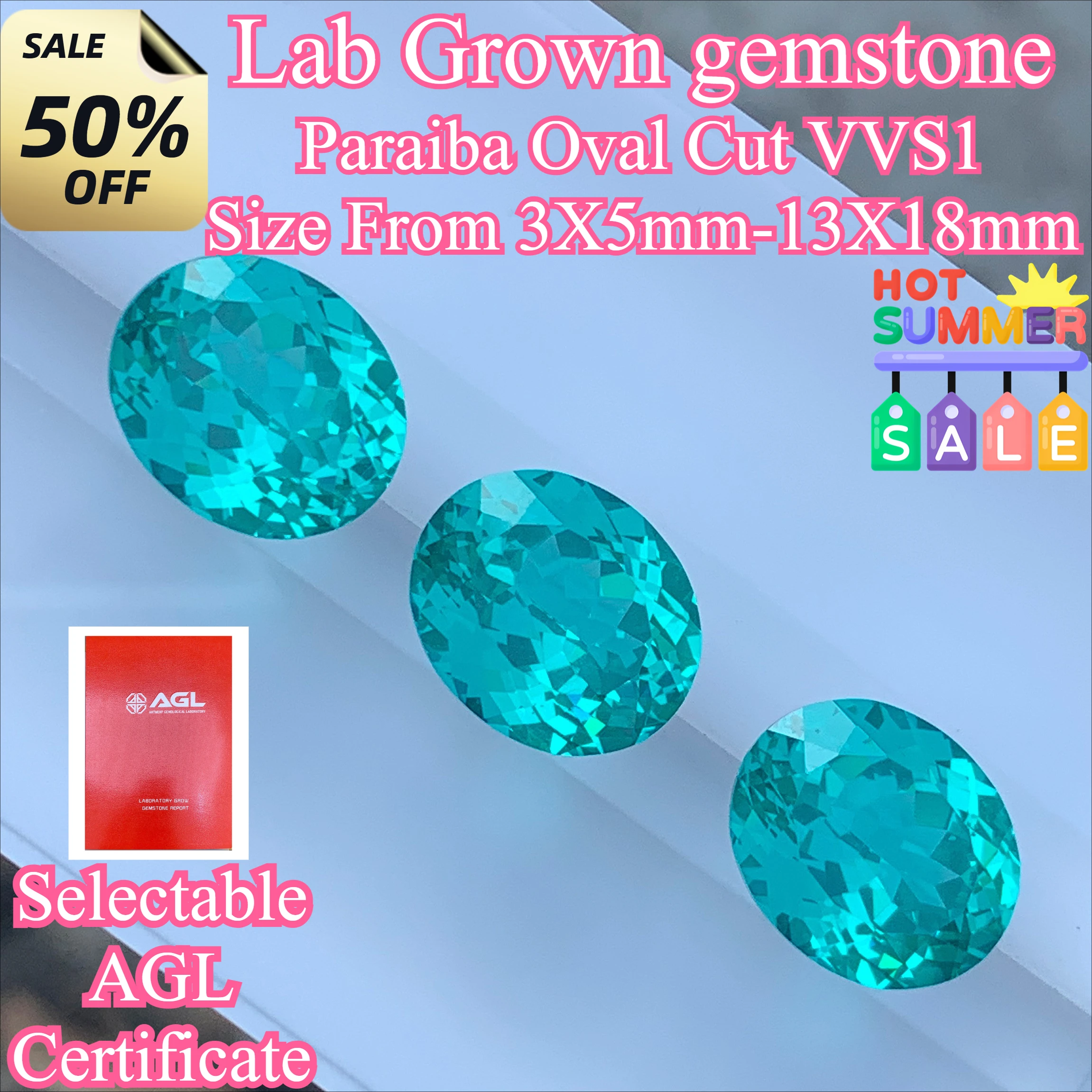 

High Quality Lab Grown Paraiba Oval Cut Loose Gemstone AGL Certified DIY Advanced Jewelry Making Inlay Ring Necklace Bracelet