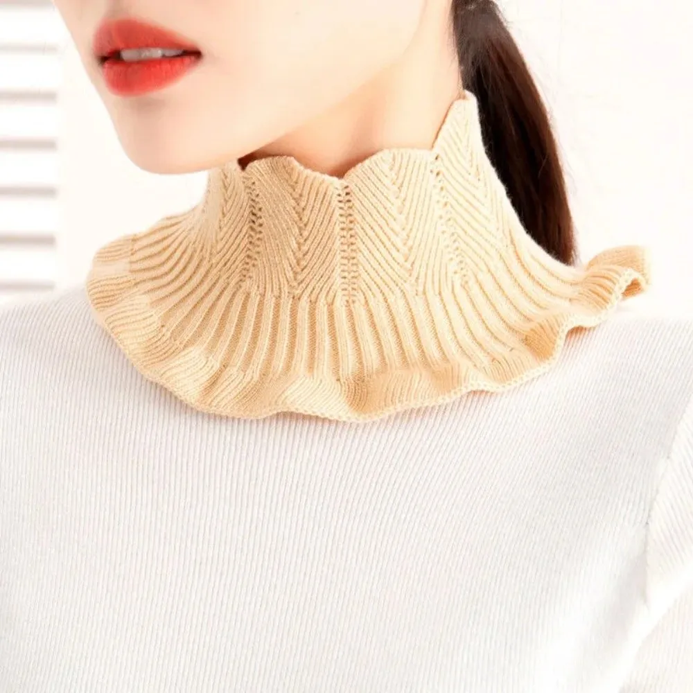 

Уютный эластичный искусственный вязаный воротник, теплый вязаный шарф, съемная водолазка, ветрозащитный шарф на шею, зима