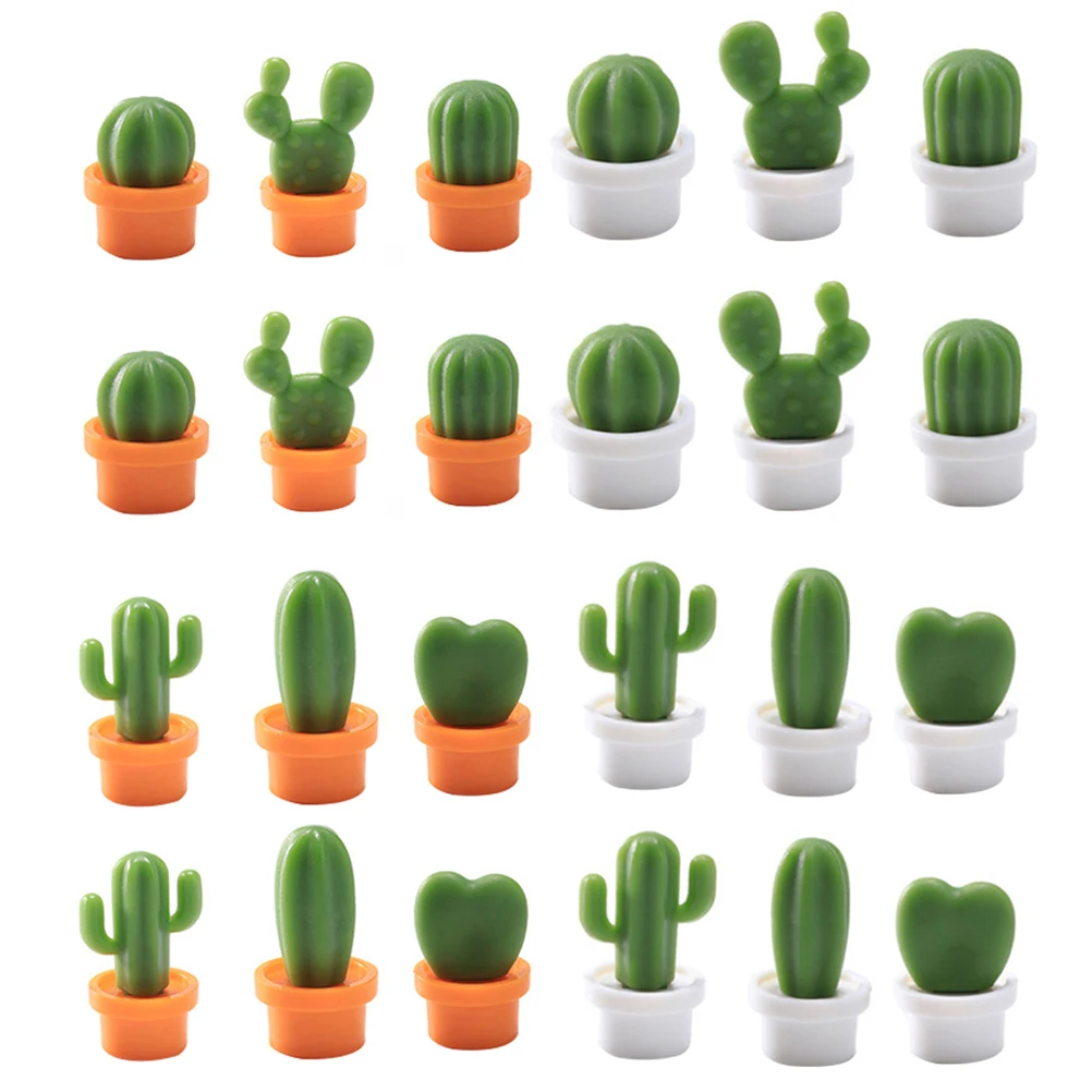 

24pcs Fridge Magnet Stickers Refrigerator Decals Cartoon Cactus Resin Creative Lightweight Kitchen Gadget Gift