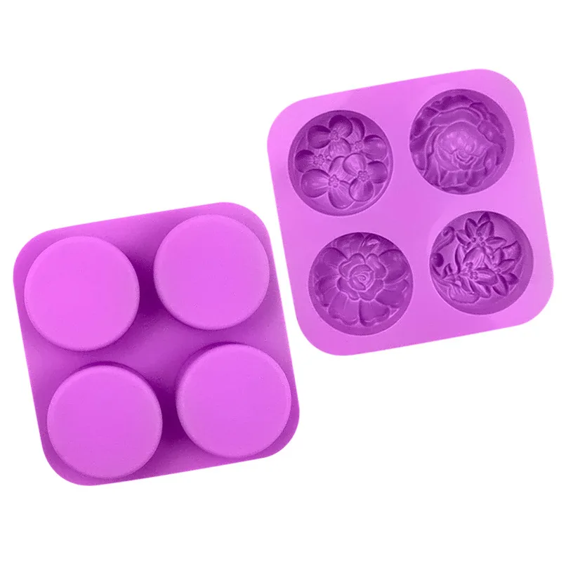 4 Together with Different Flower Silicone Cake Molds, Baking Utensils XG336