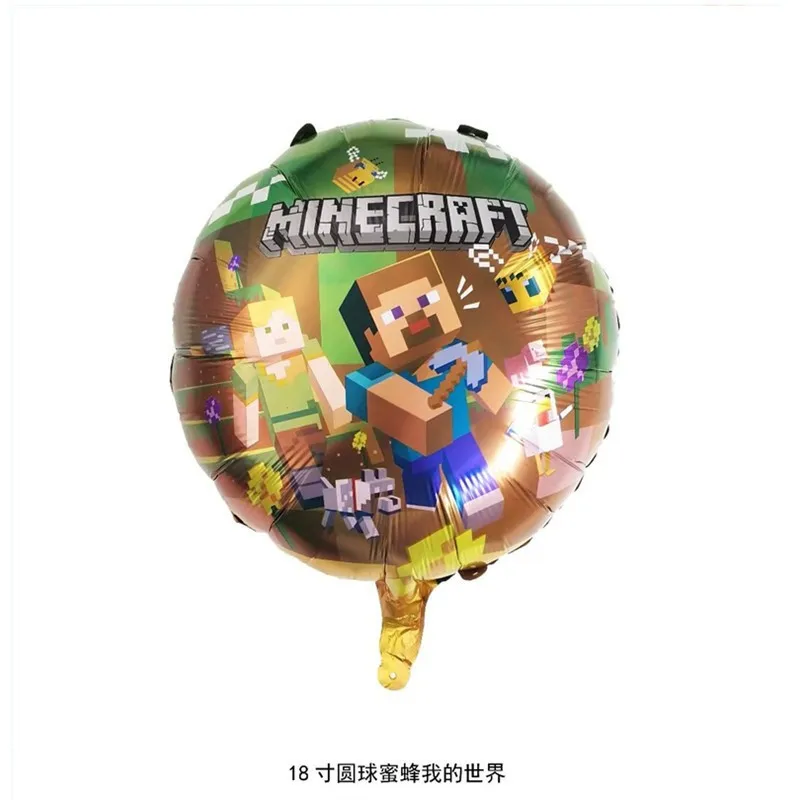 New Pixel Game Ballons 6pcs Set Birthday Party Number Balloons Decoration Props Ornaments Cartoon Aluminium Balloon Kids Gift