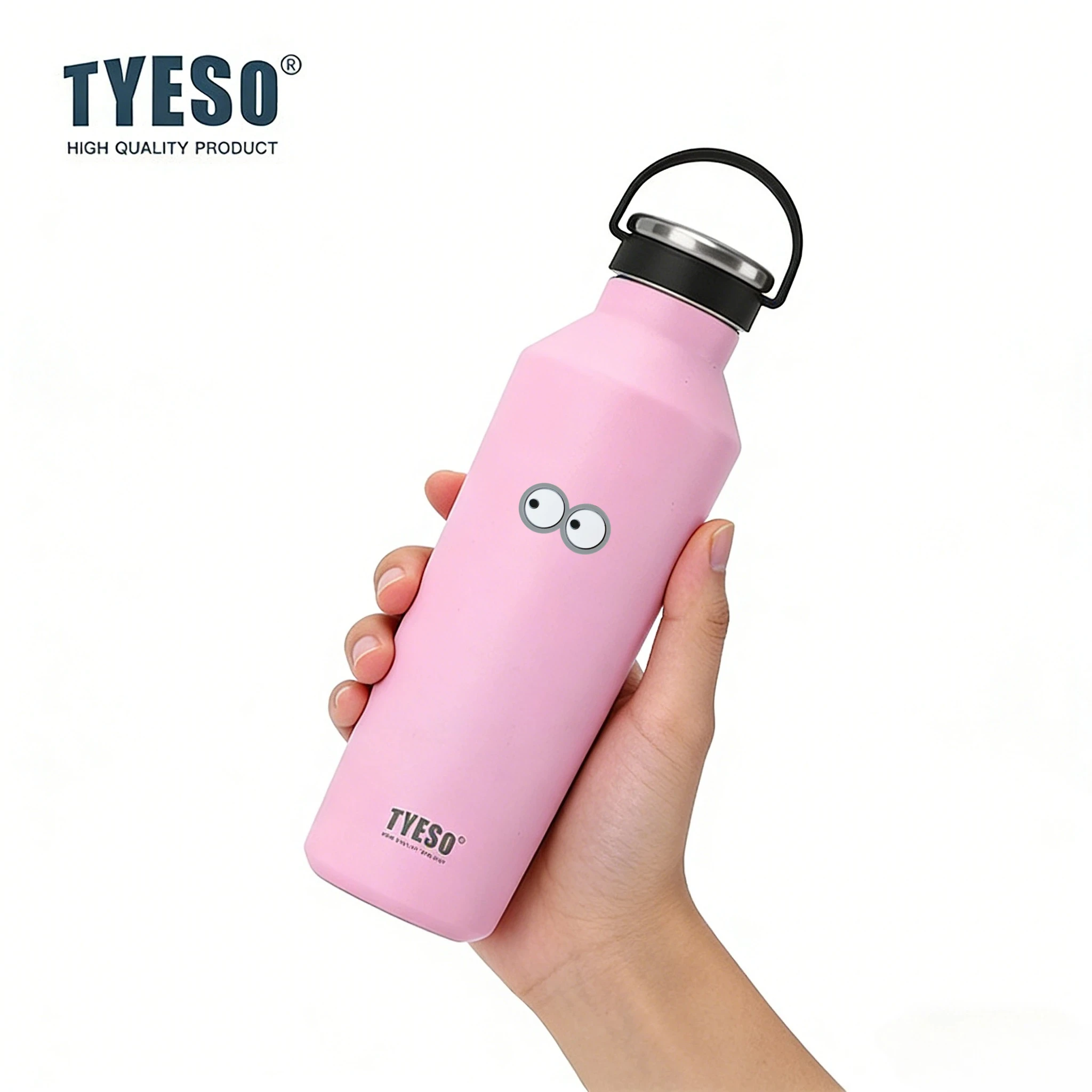 Tyeso 750ML Insulated Water Bottle with Handle with Eye Vacuum Flask Leak-Proof Thermoses Matte Finish Cup for Outdoor Sports