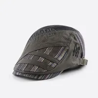 Retro Patchwork Duckbill Cap Classic Painter Hat Splicing Striped Hat for Men Women Middle-aged Sunshade Cap