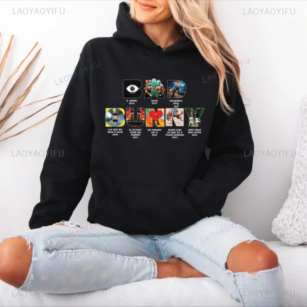 2025 New Album Bad Bunny Debi Tirar Mas Fotos Woman Hoodie Harajuku Music Pullover Tops Man Drop Shoulder Sweatshirt Fans Gift