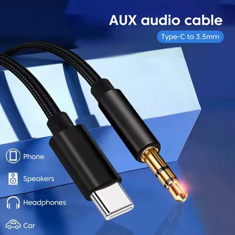 Car AUX Audio Cable Type-c to 3.5mm Jack AUX Cord Car Speaker HiFi Headphone Adapter for Samsung For Huawei Audio Connector