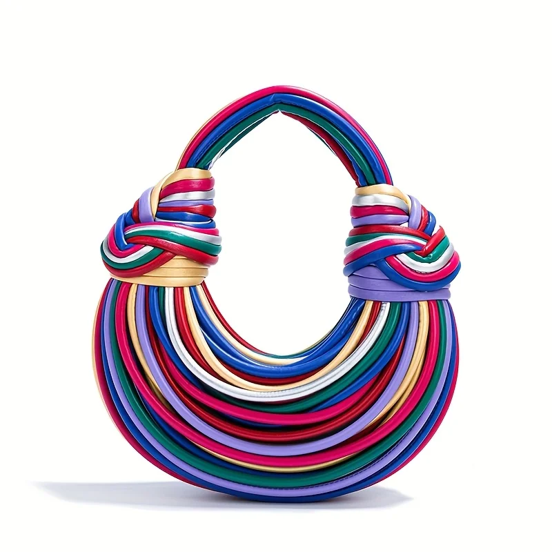 

Women'S Handwoven Tassel Handbag, Casual Style, with Herringbone Quilted Pattern, Zipper Closure, Polyester Lined