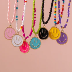 Aihua-collares bohemios con cara sonriente para mujer, colgantes irregulares, mejores amigos, niños, regalos de cumpleaños