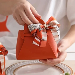 1 adet deri hediye keseleri yay şerit ambalaj çanta düğün lehine dağıtımları çanta Eid Mubarak şeker ambalaj kutusu Mini çanta
