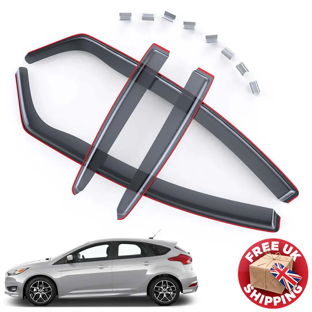 GEARZAAR For Ford Focus MK3 2012-18 5 Door Saloon/Hatchback Wind Rain Deflectors 4pc