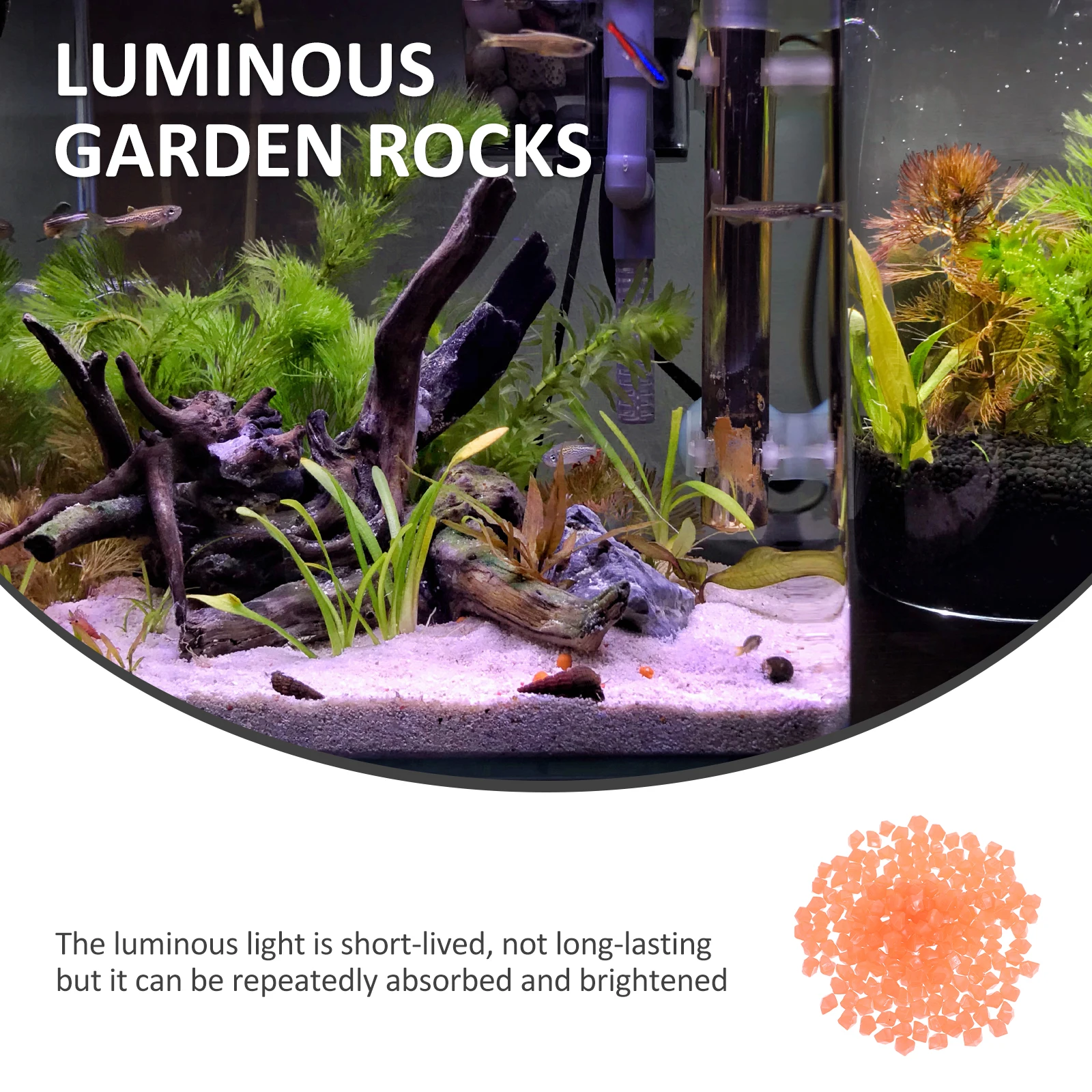 

200pcs Night Glow Stones 14mm Orange Resin Aquarium Decor Terrarium Landscaping Rocks Luminous Garden Accessories