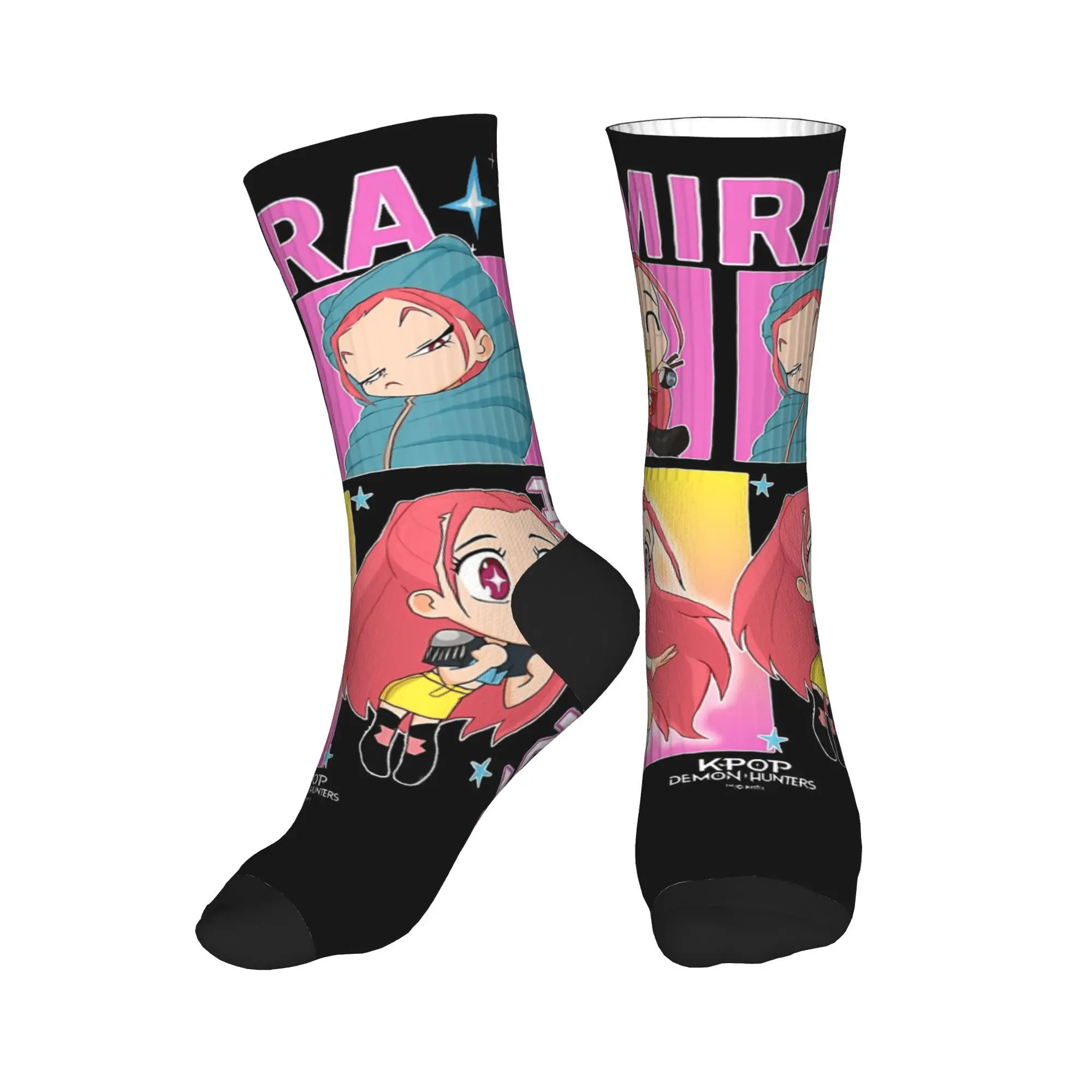 

Unisex Men Socks Mira Huntrix Kpop Demon Hunters Stockings Anti Sweat Breathable Socks Spring Vintage Design Climbing Socks