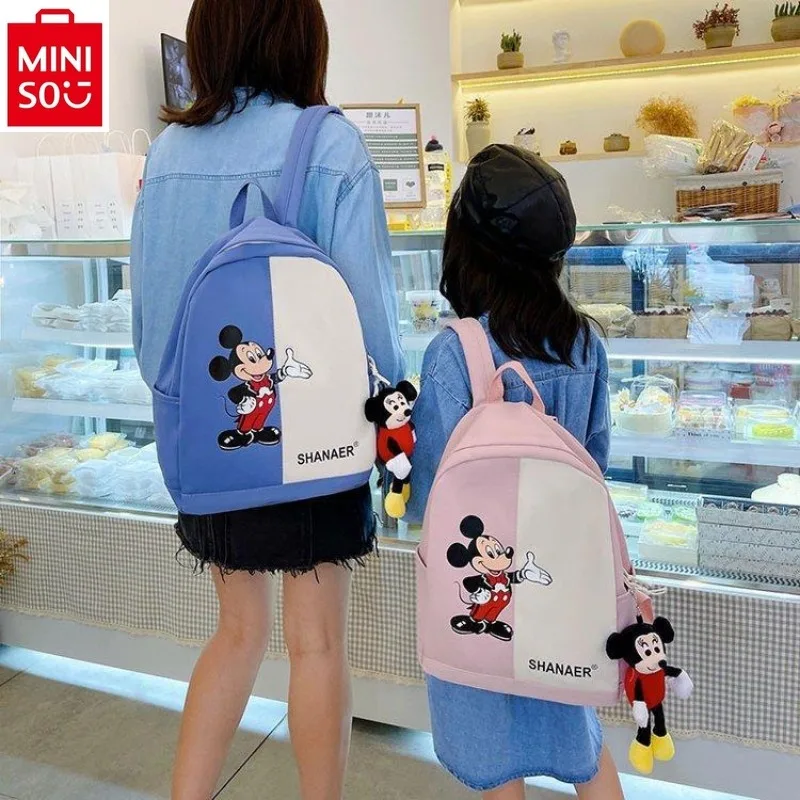 Disney cartoon Mickey with pendant backpack student outdoor lightweight nylon large capacity storage bag