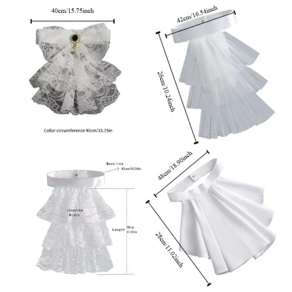 Kerah Renaisans Dapat Dilepas Cantik Kostum Victoria Berlapis Ruff Leher Elizabeth Antik Elegan Pesta Kerah Ruffle