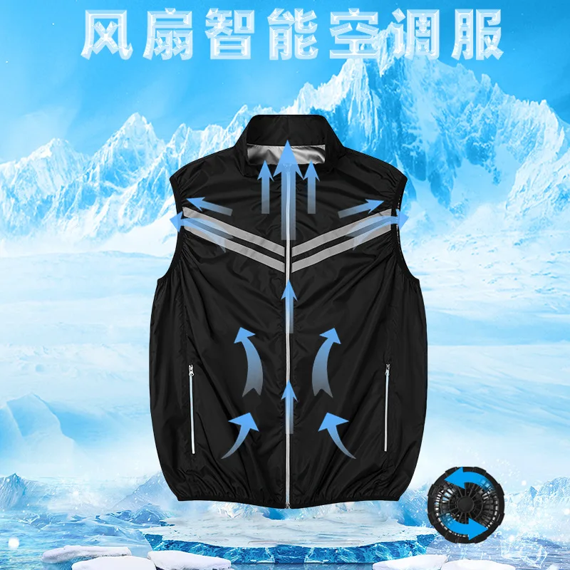 2026 Cooling Vest Ice Fan Vest Heat Resistant Sleeveless Workwear Breathable Wearable Cooling Fan Vest for Hot Weather Work