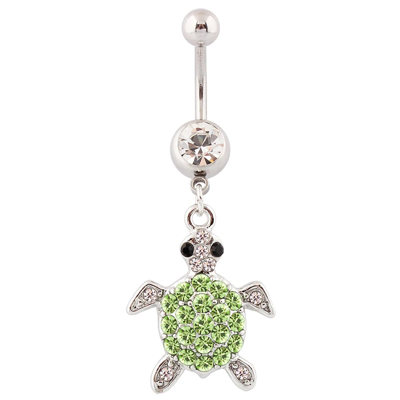 Tortoise belly button ring navel ring fashion body piercing jewelry belly bar 14G 316L surgical steel bar Nickel-free