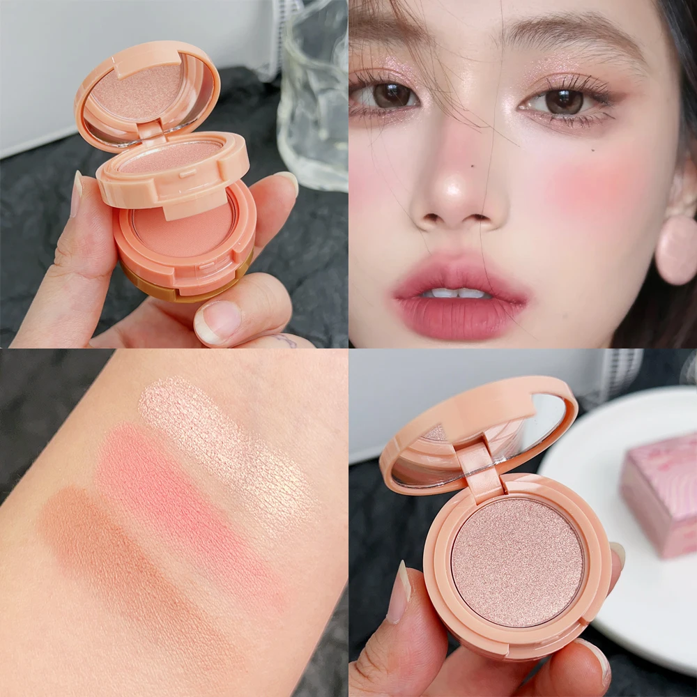 Multifunzione Blush Highlight Contour Powder 3In 1 Palette per il trucco del viso duraturo facile da indossare Glitter Rouge Contouring Highlighter