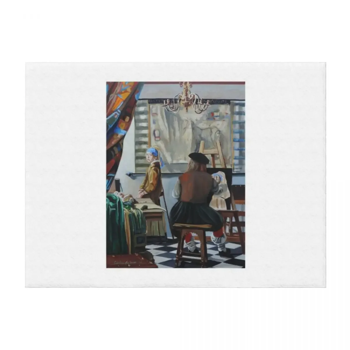 

Vermeer paints the girl with a pearl earring (2016) Throw Blanket Bed Fashionable Luxury St Thins Weighted Blankets
